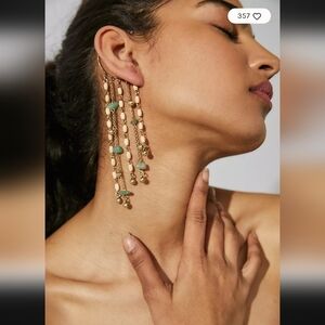 NWT - Free People, Distractions Ear Party, Gold/Jade/Neutral -$30
